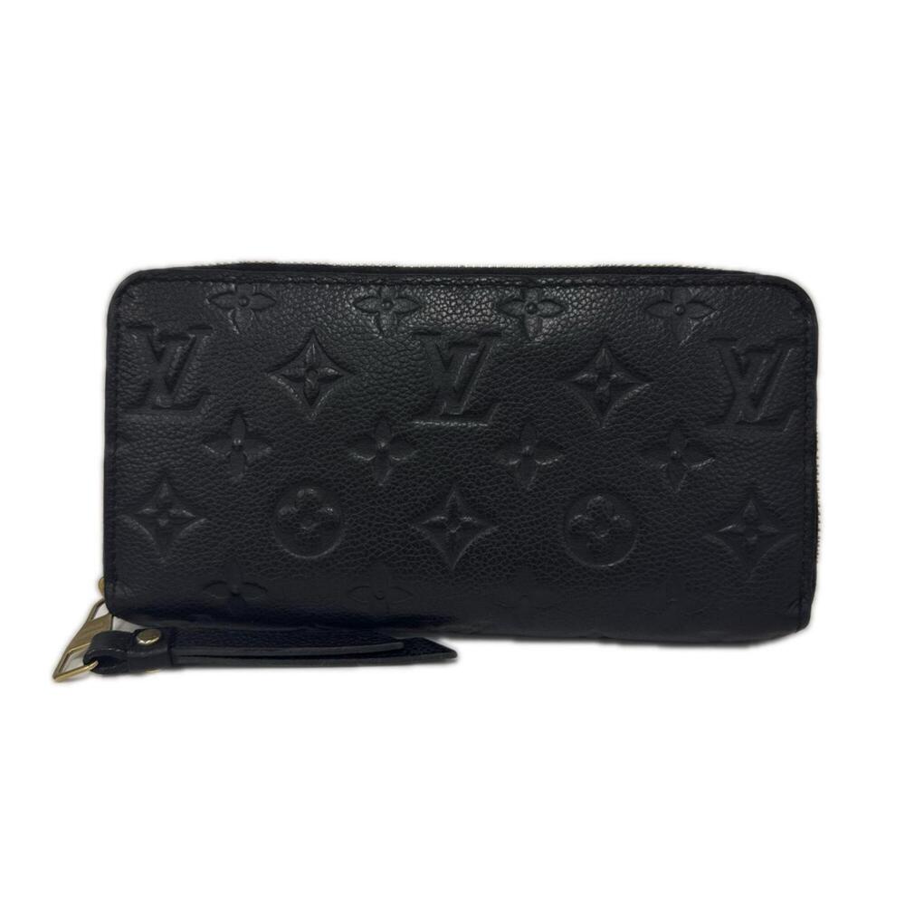 LOUIS VUITTON Monogram Empreinte Zippy Wallet Noir M61864 Long Black Calf Lea...
